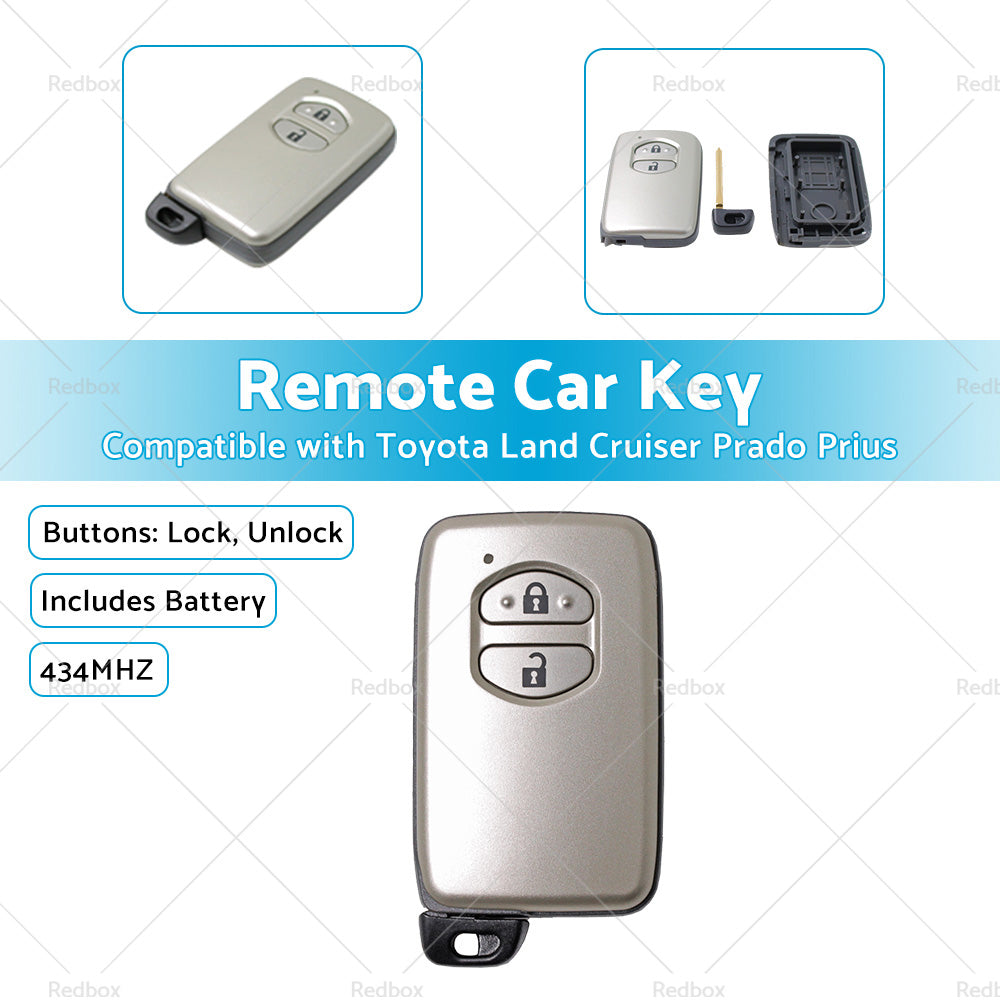 2 Buttons Complete Remote Car Key Suitable For Toyota Land Cruiser Prado 434MHZ