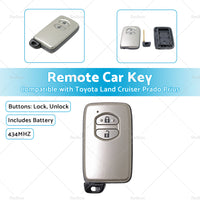 2 Buttons Complete Remote Car Key Suitable For Toyota Land Cruiser Prado 434MHZ