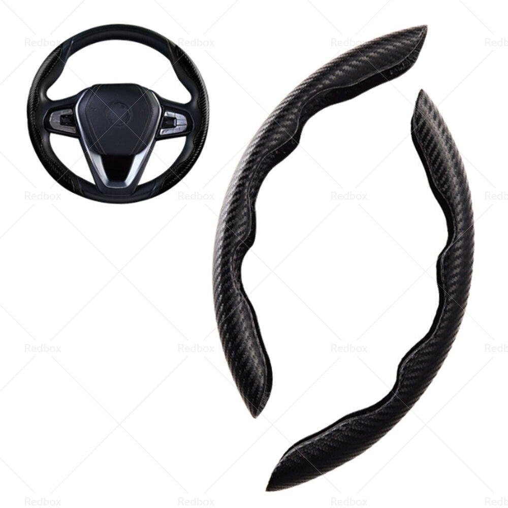 2x Black Carbon Fiber Car Steering Wheel Booster Non-Slip Cover Trim Accessories