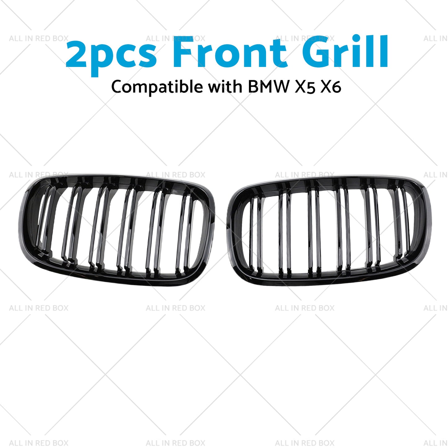 2pc Front Grill Grille Gloss Black Suitable for BMW E70 X5 E71 X6 2007-2013