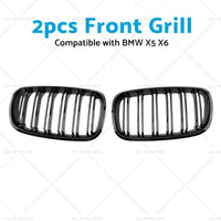 2pc Front Grill Grille Gloss Black Suitable for BMW E70 X5 E71 X6 2007-2013