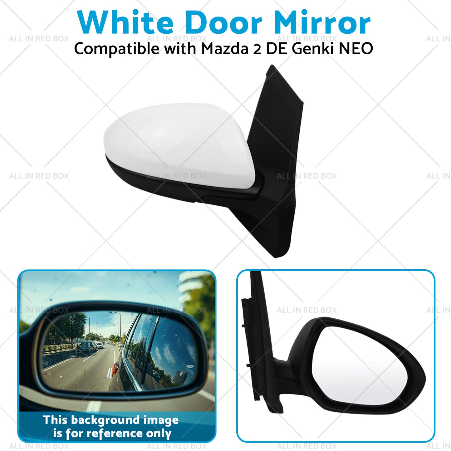 Right Side White Door Mirror Suitable for Mazda 2 DE Genki NEO MAXX 2007-2014