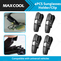 4PCS Luxury Car Sunglasses Holder Car Visor Sunglasses Clip Sun Ticket Card Hold