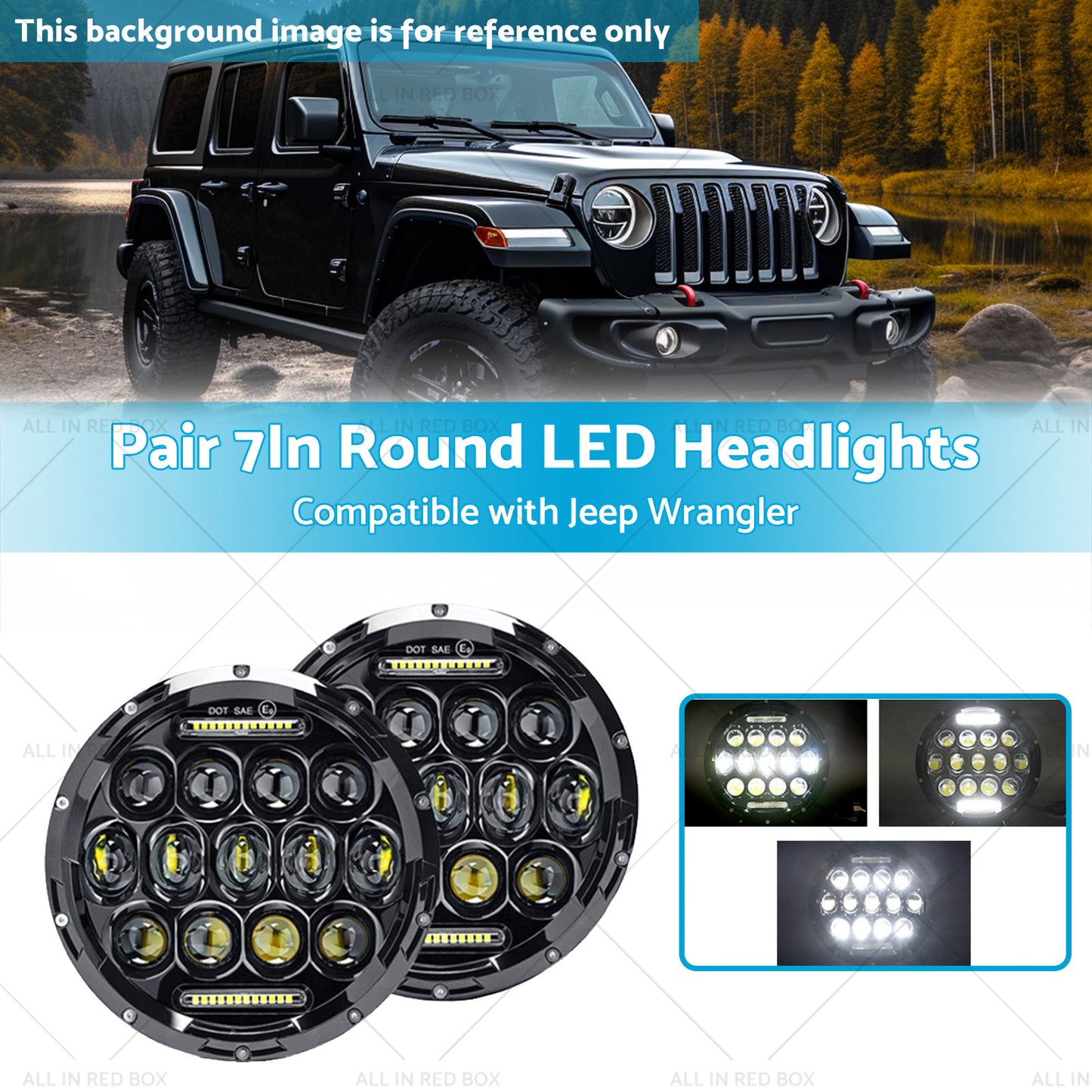 Pair 7In Round LED Headlights Hi Lo DRL Beam Headlamps Sealed Suitablefor Patrol