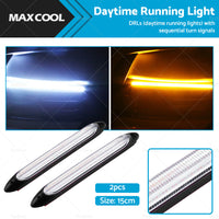 2x 15cm DRL LED Strip Lights Daytime Running Sequential Turn Signal Lamp