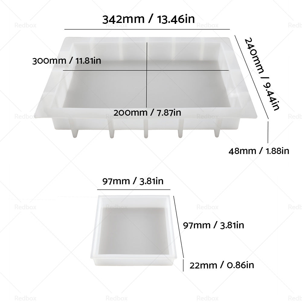 Silicone Epoxy Resin Casting Tray Mold 13. 5 inch  Deep Rectangle Mold4 Coaster Mold