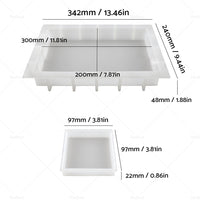 Silicone Epoxy Resin Casting Tray Mold 13. 5 inch  Deep Rectangle Mold4 Coaster Mold