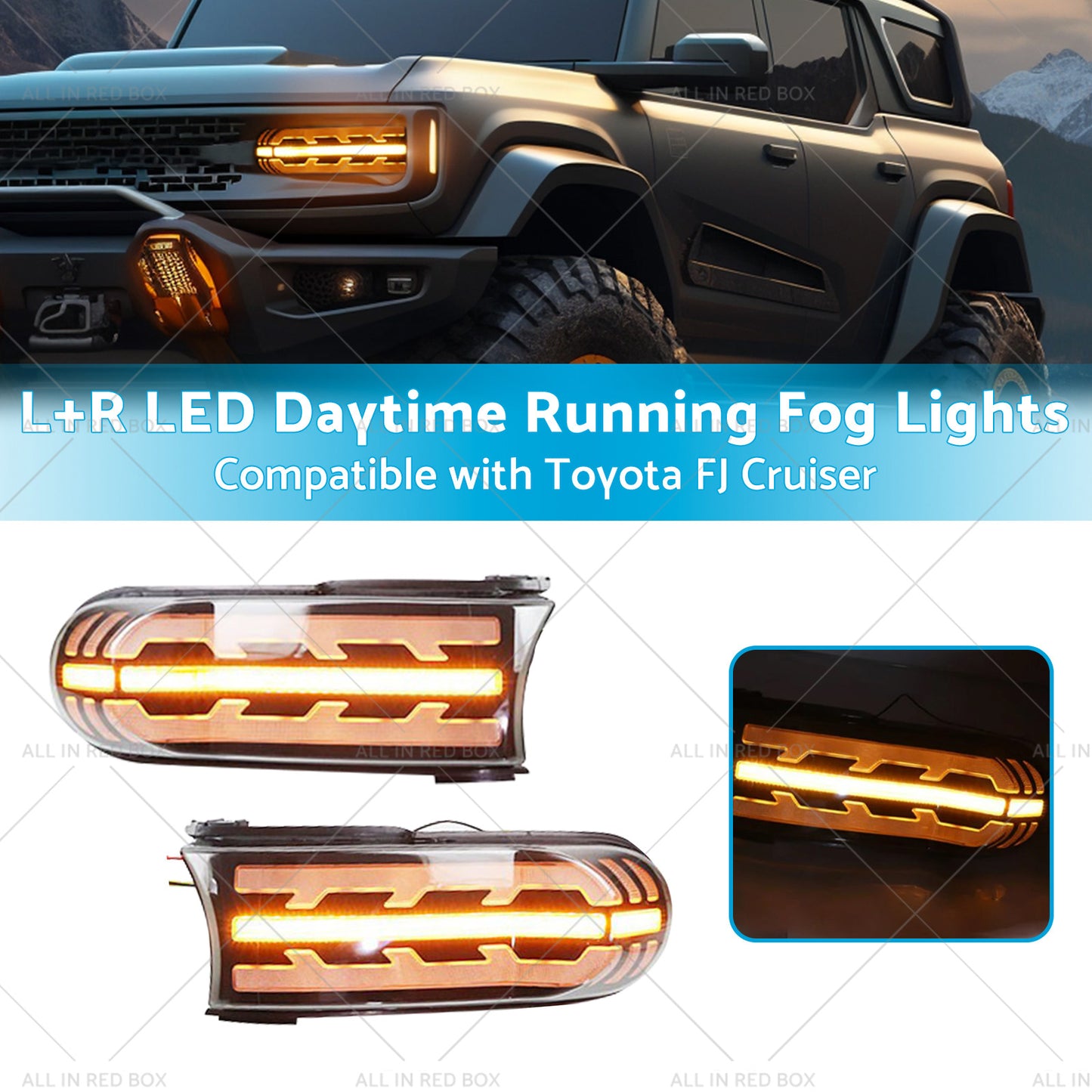 LED Fog Lights Daytime Running Light Suitable for DRL Toyota FJ Cruiser 07-21