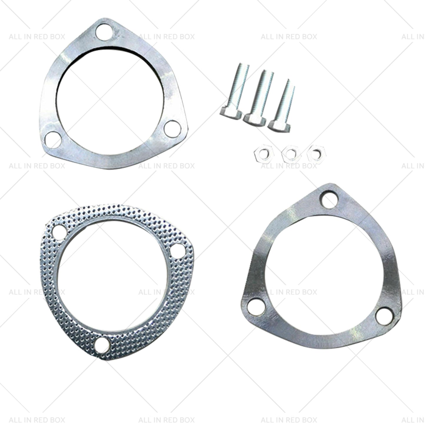 Universal Exhaust Flange Plate Set 304 Stainless Steel 2.5" 63mm 3 Bolt Gasket