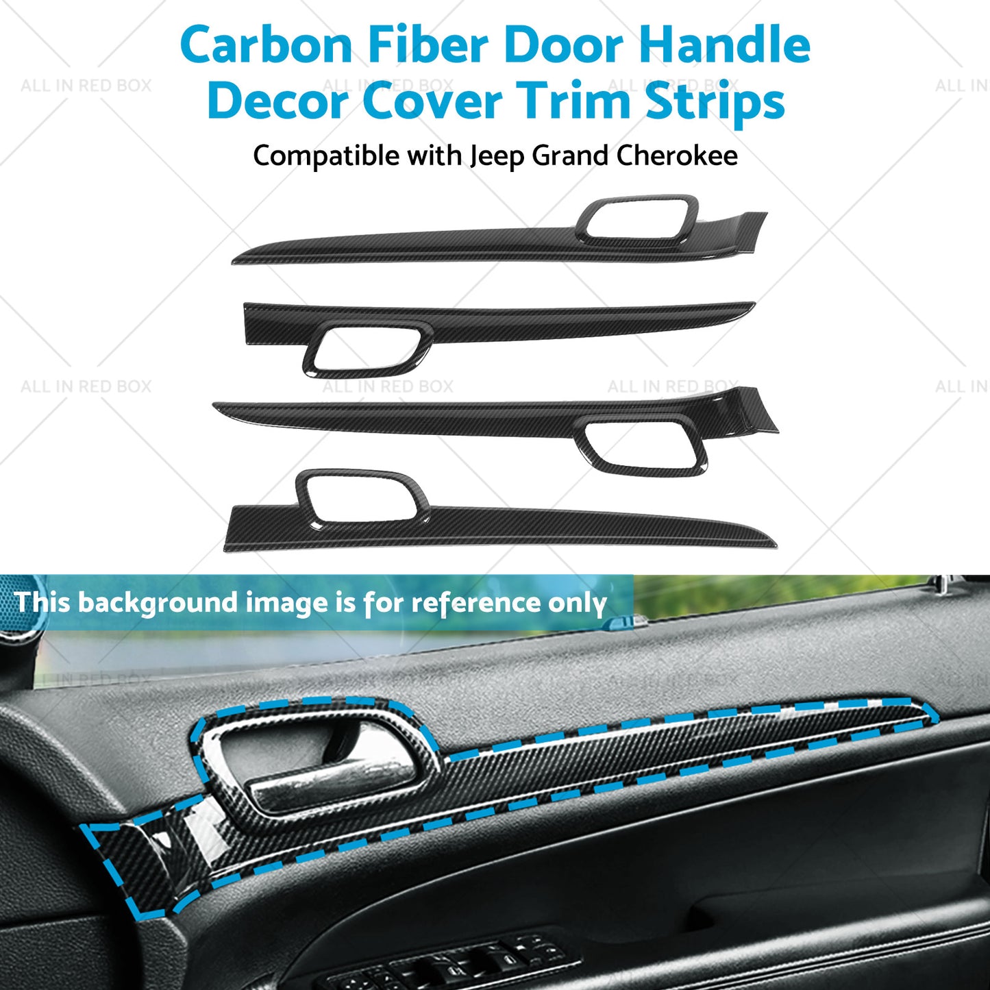 Carbon Fiber Door Handle Decor Cover Trim Strips Suitablefor Jeep Grand Cherokee