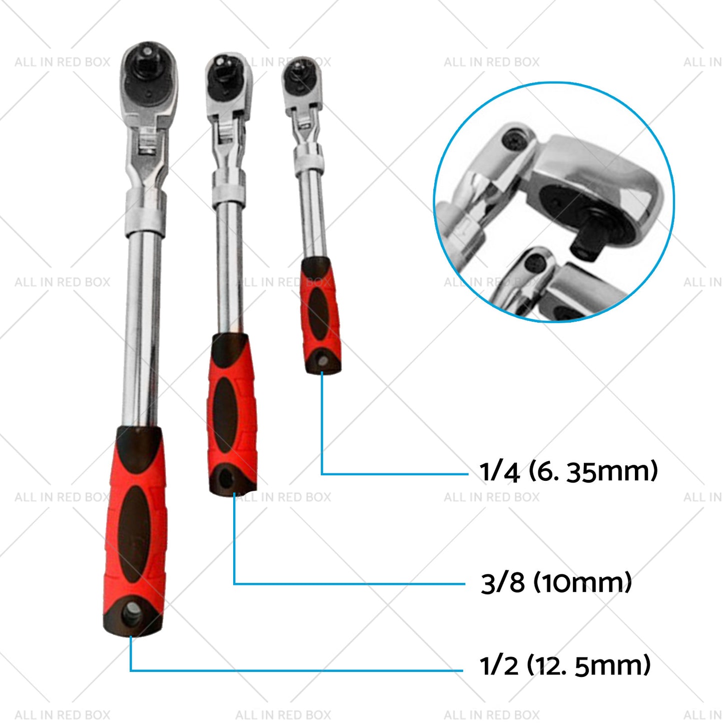 3x Ratchet Wrench Socket Set 1 4inch 3 8inch 1 2inch Handle Drive 72 Teeth Quick Release