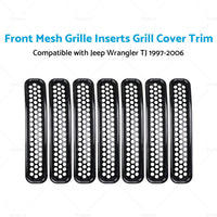 Front Mesh Grille Inserts Grill Cover Trim Suitbale For Jeep Wrangler TJ 97-06