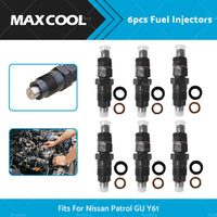 6PCS Diesel Fuel Injectors Fits For Nissan Patrol GQ Y60 TD42 TD42T 1988-1997