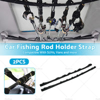 2pcs Car Fishing Rod Holder Mounted Storage Rack Vehicle Belt Strap Carrier