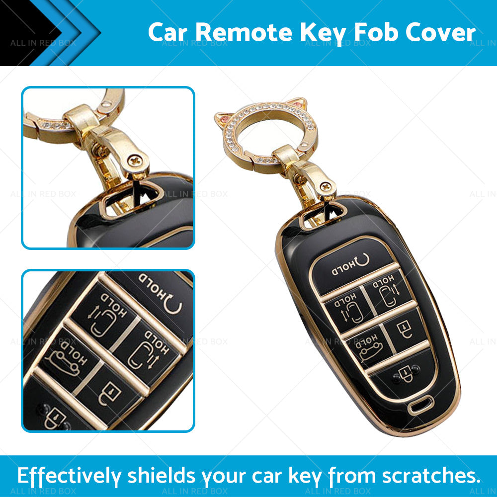 6Button TPU Car Remote Key Fob Cover Suitable ForHyundai Sonata Tucson Santa Fe