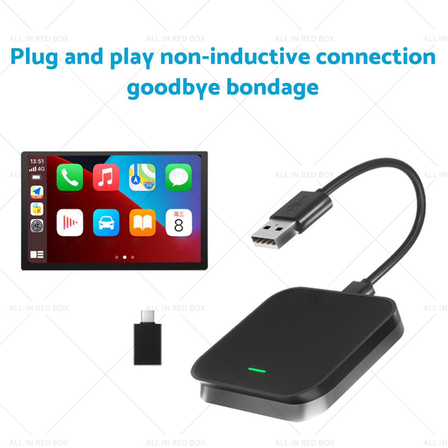 Bluetooth USB Wireless Receiver Black Suitable for Apple CarPlay Adapter