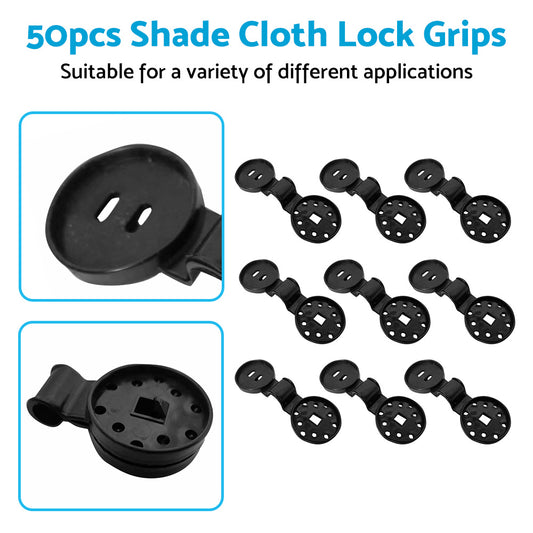 50PCS Shade Cloth Heavy Duty Lock Grip Reusable Windproof Awning Clamp Grip