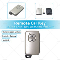 Complete Remote Car Key Suitable For Toyota Land Cruiser Prado 2 Buttons 314MHZ