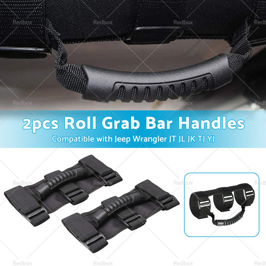 2PCS Off Road Roll Grab Bar Handles Suitable for Jeep Wrangler JT JL JK TJ Black