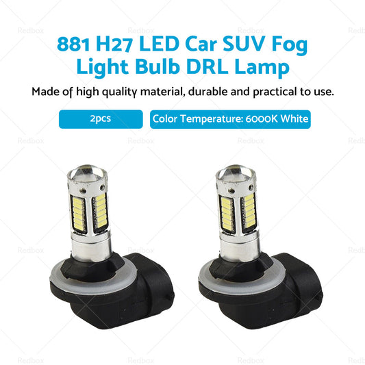 2x 881 H27 Extremely Bright 30W 6000K White LED Car SUV Fog Light Bulb DRL Lamp