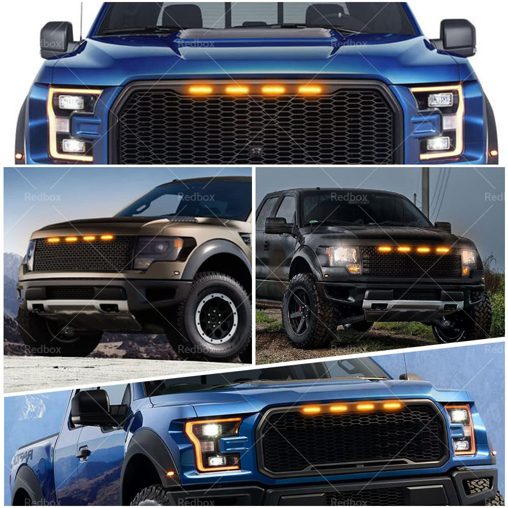 ?4PCS LED Front Grille Lights Amber Lighting Kit Raptor Style For Ford Ranger PX