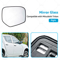 FRONT RIGHT SIDE MIRROR GLASS W  BACK PLATE SUITABLE FOR MITSUBISHI TRITON 06-15