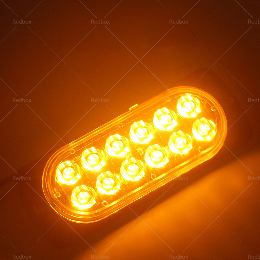 12 LED Strobe Lights Emergency Flashing Warning Beacon White Amber 12 24V