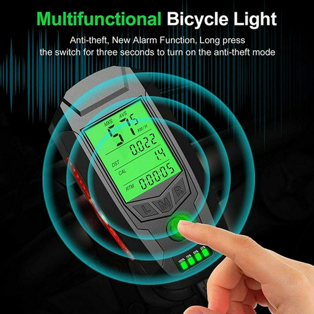 USB Rechargeable LED Bicycle Headlight Bike Front Head Light w or  Horn Speedometer