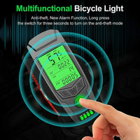 USB Rechargeable LED Bicycle Headlight w/Horn Speedometer Bike Front Head Light