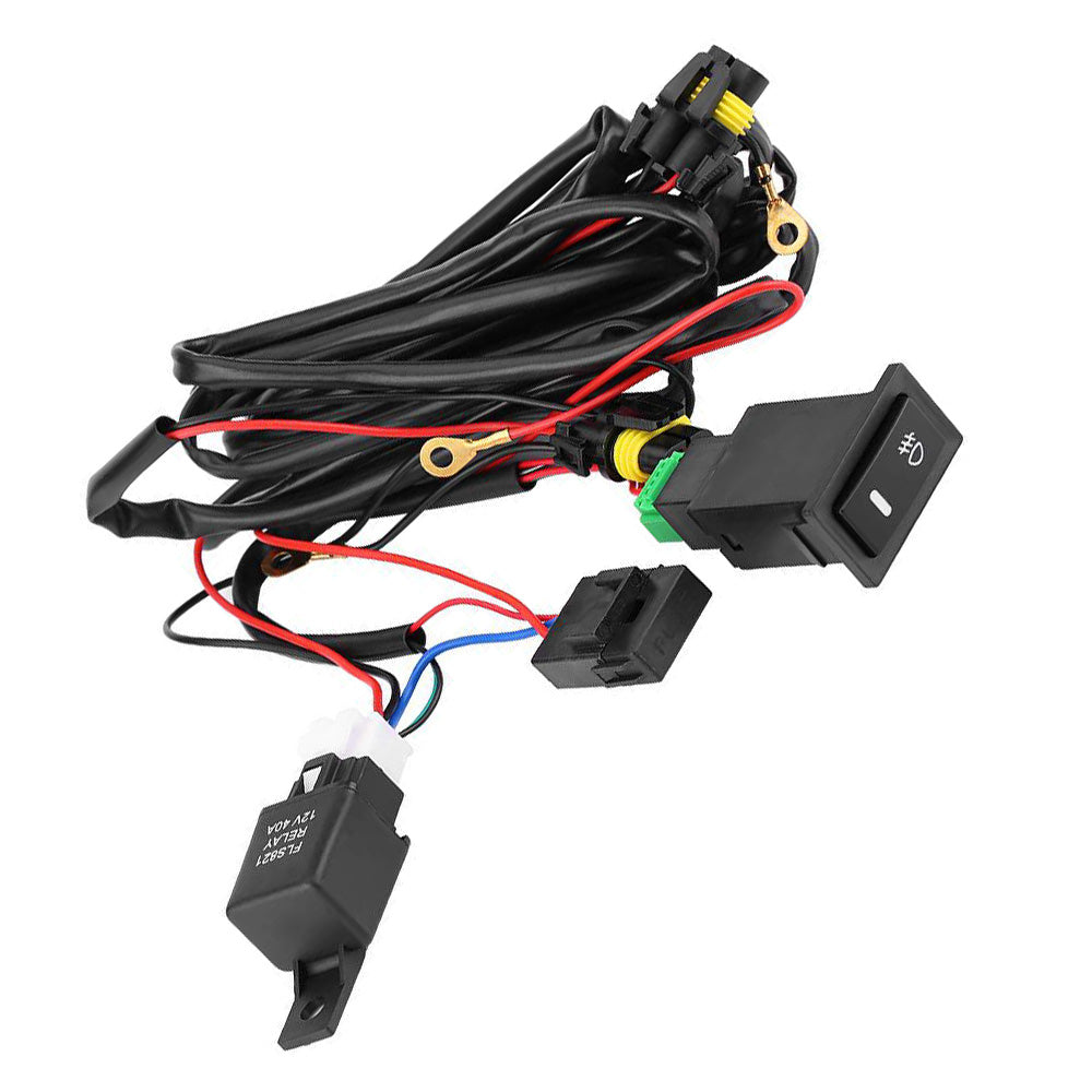 Harness Kit 12V Car LED Fog Light On Off Switch Wiring Harness Fuse Relay Kit