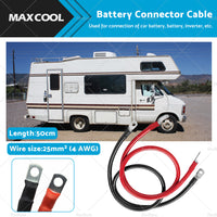 50cm 12V Battery joiner Connector Lead DC Wire 100 Amp Cable  and  lugs Red  and  Black