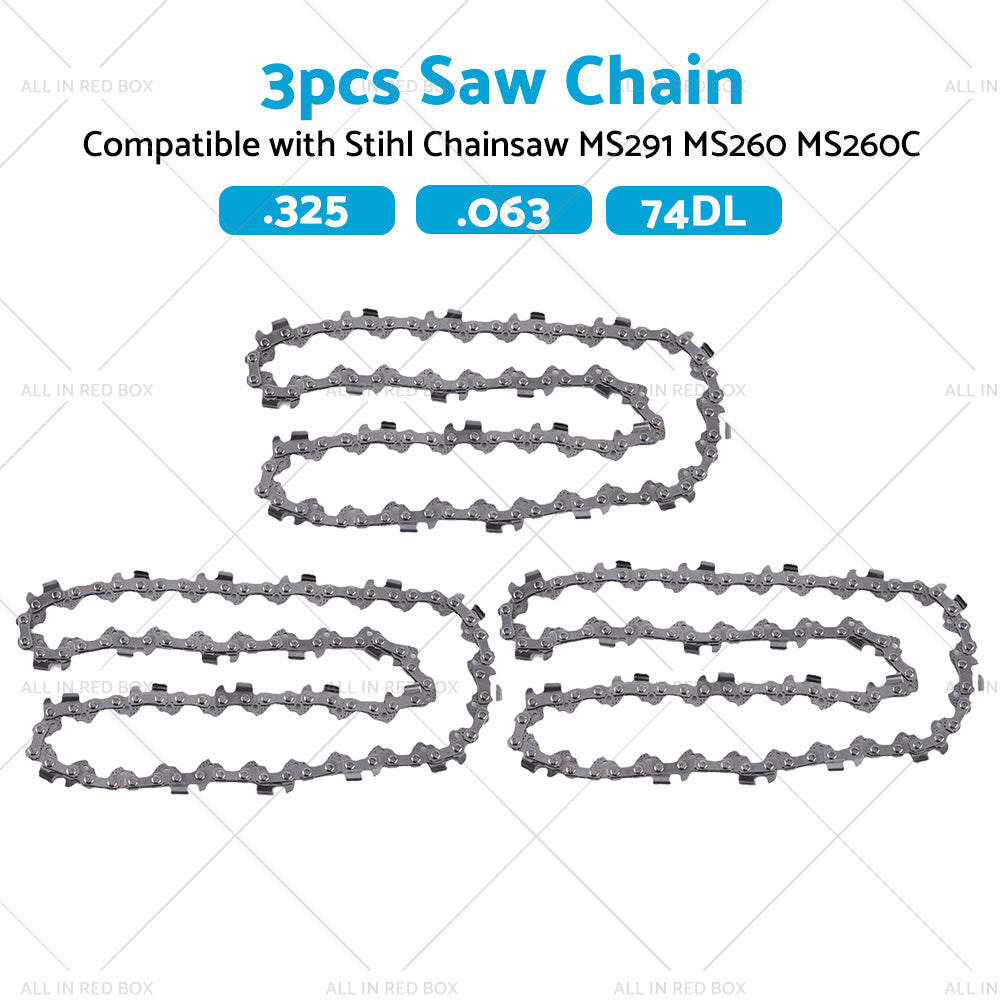 3PCS Chainsaw Chain 74DL 325. 063 Semi Chisel Suitable for 18 inch  Stihl MS291 MS260