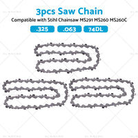 3PCS Chainsaw Chain 74DL 325. 063 Semi Chisel Suitable for 18 inch  Stihl MS291 MS260