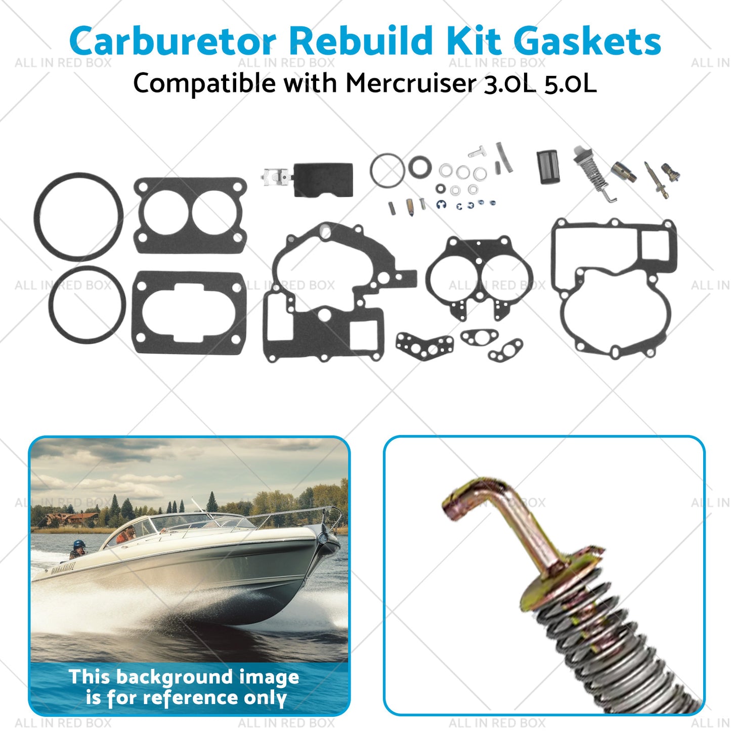 302-804844002 Carburetor Rebuild Kit Gaskets Suitable for Mercruiser 3. 0L 5. 0L