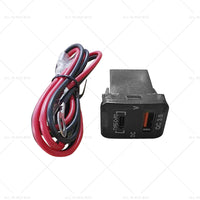 TYPE C  VOLT  QC 3. 0 USB CHARGER Suitable for Toyota Hilux Prado BLUE LED 12v