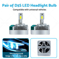 2pcs D5S LED Headlight Bulbs Conversion Kit Replace HID Xenon Lamps 6000K 90W