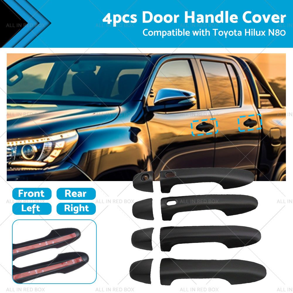 4PCS Door Handle Cover Matte Black Suitable For Toyota Hilux N80 2015-2021