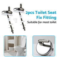 2PCS Toilet Seat Fix Fitting Stainless Back To Wall Replace Quick Release Hinges