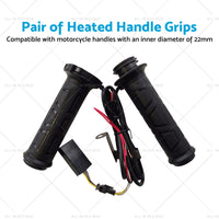 12v Motorcycle Heated Hand Rubber Grips 22mm 7 8'' Handlebar Grip Adjustable Hot