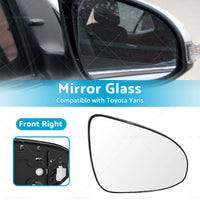 Right Side Mirror Glass with Back Plate Suitable for TOYOTA YARIS 2012 - 2019