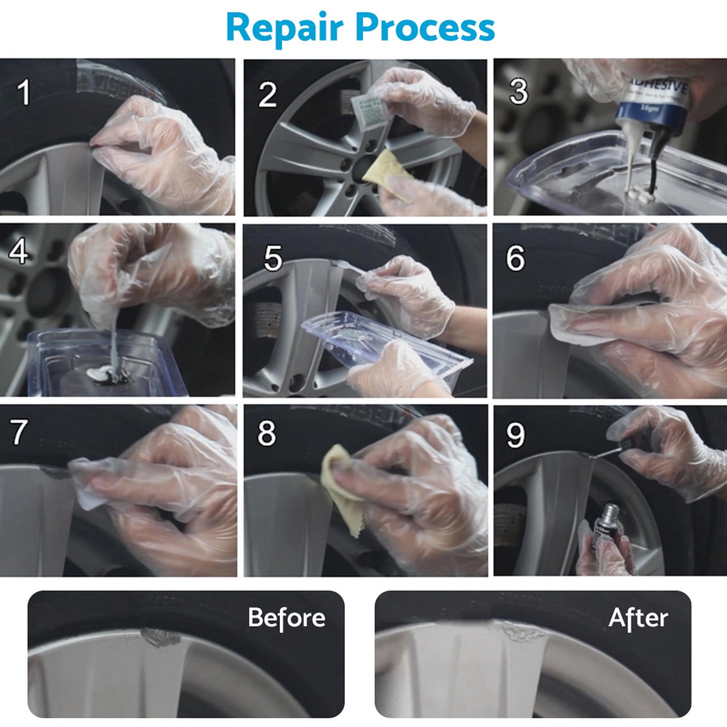 Visbella Silver Alloy Wheel Rim Scratch Repair Kit Tool Set Suitable For Car Kerb Damage