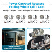 4 Set Chrome Power Operated Recessed Folding Whale Tail T-Lock Handle Toolbox