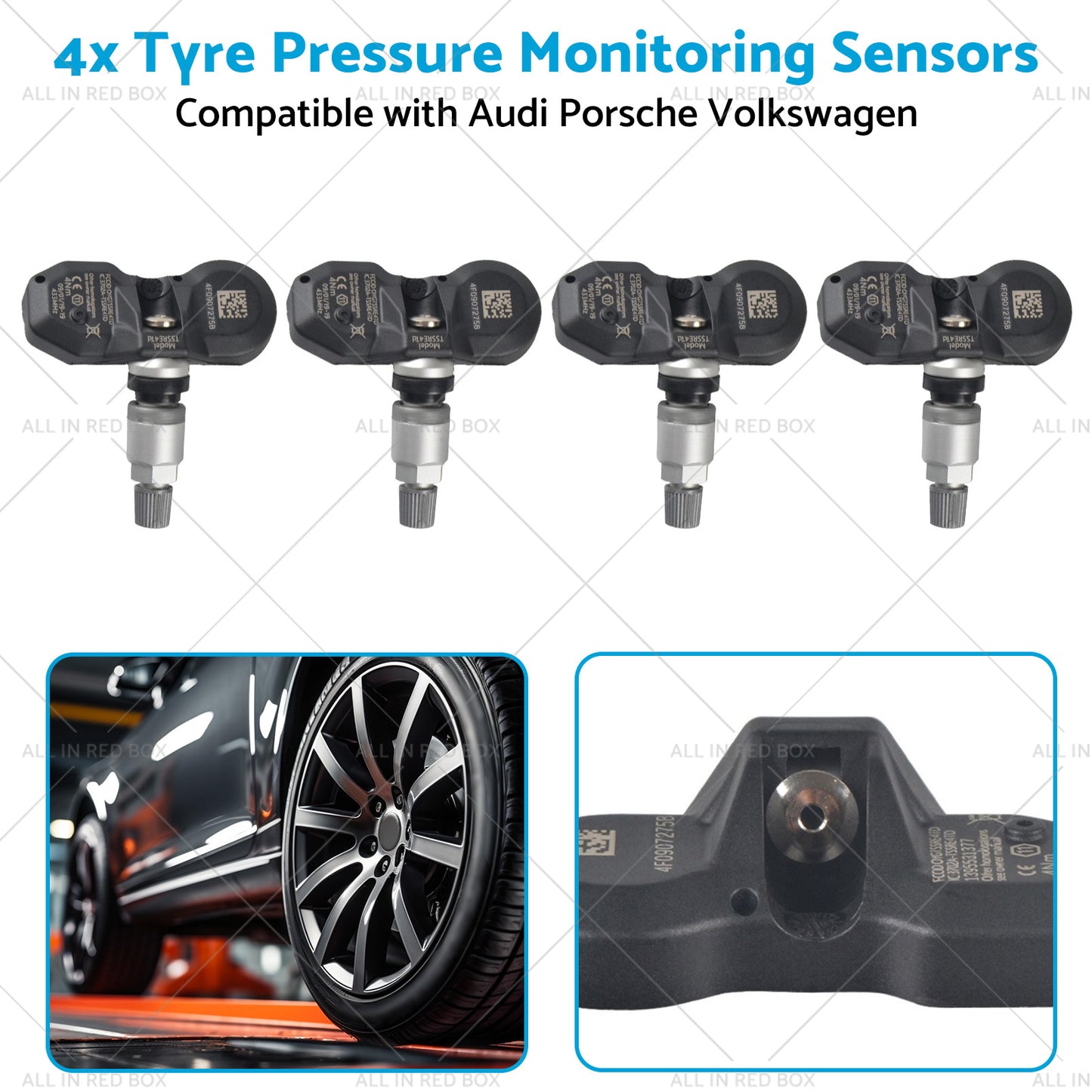 4x Tyre Pressure Monitoring Sensors Suitable for Audi Volkswagen Porsche 02-17