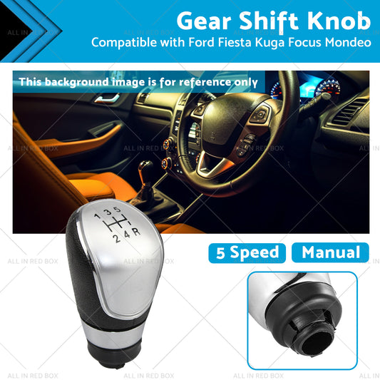 5 Speed Manual Gear Shift Knob Silver Suitable For Ford Fiesta MK2 C-max 08-13