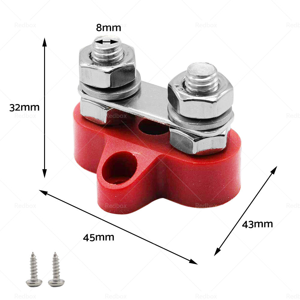 2x 5 or 16 inch  M8+M8 Bus Bar Terminal Blocks Negative Positive Distribution Stud