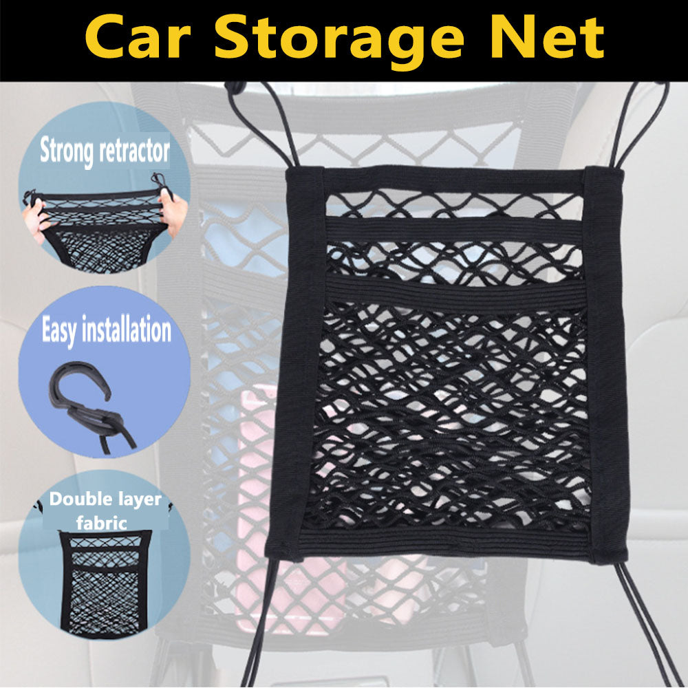 3PCS Car Truck Seat Mesh Tidy Storage Net Bag Organizer Holder Multi-Pocket