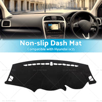 Black Non-Slip Dash Mat Suitable For Hyundai iX35 2010-2015 Dashboard Cover