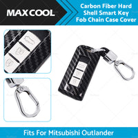 Carbon Fiber Hard Shell Smart Key Fob Chain Case Fits For Mitsubishi Outlander