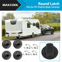 4x Round Flush Pull Slam Hatch Latch Door Lock Deck For RV Marine Boat Caravan