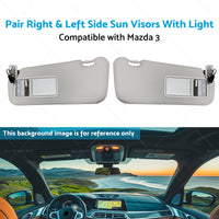 BBM369270C75 2x Right and Left Side Sun Visors With Light Suitable for 10-13 Mazda 3